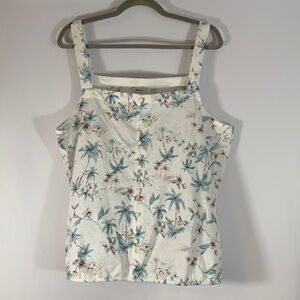 Reitmans White Pastel Floral Button Tank Top NWT